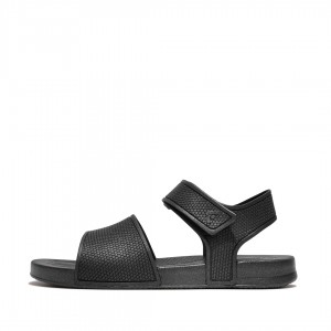 Kids' Fitflop Iqushion Rubber Back-Strap Sandals Black | ZA-57UYXERJT