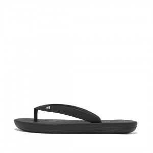 Kids' Fitflop Iqushion Rubber Flip Flops Black | ZA-46CQRWGOY