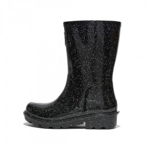 Kids' Fitflop Wonderwelly Natural Mix Welly Rubber Boots Black | ZA-71JMLSPKW