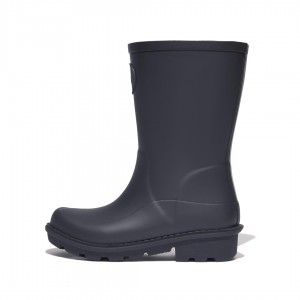 Kids' Fitflop Wonderwelly Natural Mix Welly Rubber Boots Black | ZA-02XJFHVLR