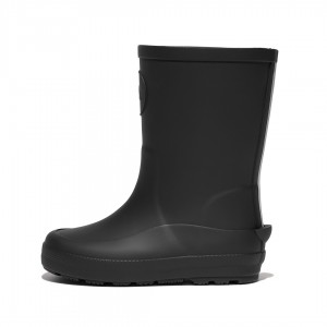 Kids' Fitflop Wonderwelly Natural Rubber Mix Rain Boots Black | ZA-49BEZSQUG