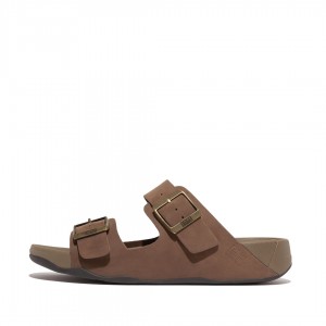 Men's Fitflop Gogh Moc Nubuck Slides Brown | ZA-46GJFKTOU