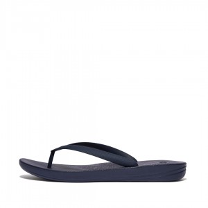 Men's Fitflop Iqushion Rubber Flip Flops Navy | ZA-73UCYIXAK