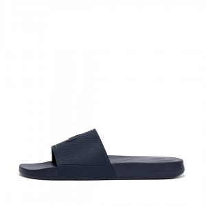 Men's Fitflop Iqushion Rubber Slides Navy | ZA-26ZIWBVSF