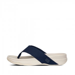 Men's Fitflop Surfer Polyester Toe-Post Sandals Blue | ZA-53KRUILBD