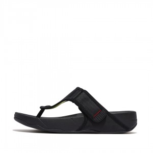 Men's Fitflop Trakk Ii Polyester Faux Toe Thongs Black | ZA-52HDIWMJY