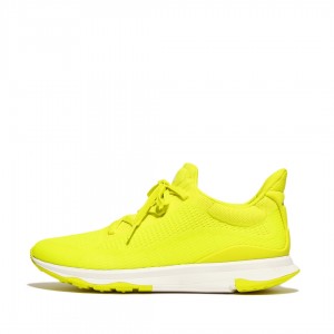 Men's Fitflop Vitamin-Ffx Polyester Knit Lycra Tpu Sneakers Yellow | ZA-01RHTXLKS