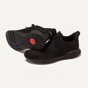 Men's Fitflop Vitamin Ffx Knit Sports Sneakers Black | ZA-41XWFCKQG