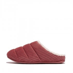 Women's Fitflop Chrissie Corduroy Polyester Slippers Red | ZA-69TUNDXKQ