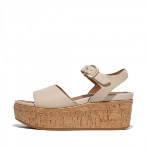 Women's Fitflop Eloise Cork Wrap Wedge Sandals Light Beige | ZA-35JYNLWMB