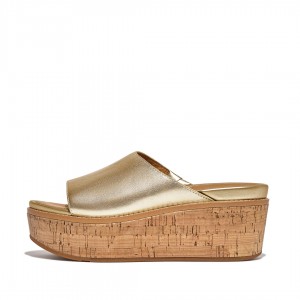 Women's Fitflop Eloise Cork Wrap Wedge Sandals Gold | ZA-15EWYZCST