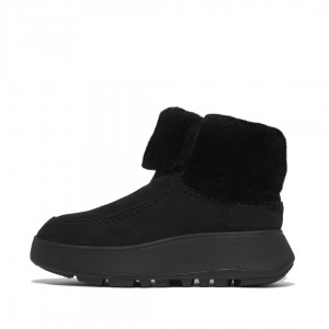 Women's Fitflop F-Mode Double Faced Shearling Boots Black | ZA-81USQPHJB