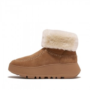 Women's Fitflop F-Mode Double Faced Shearling Boots Brown | ZA-45KEHXAPU