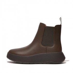 Women's Fitflop F-Mode Flatform Chelsea Boots Brown | ZA-79VNLMBJD