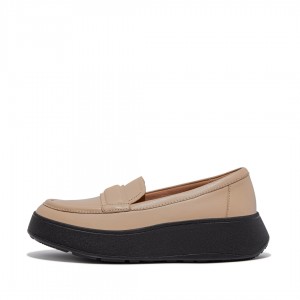 Women's Fitflop F-Mode Loafers Black / Beige | ZA-61GNHFKET