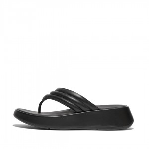 Women's Fitflop F-Mode Toe Thongs Thongs Black | ZA-69GFUIWED