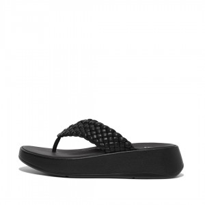 Women's Fitflop F-Mode Toe Thongs Thongs Black | ZA-07FAHKYBC