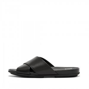 Women's Fitflop Gracie Cross Slides Slides Black | ZA-57UXFRTOM