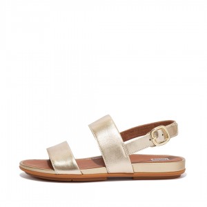 Women's Fitflop Gracie Leather Back-Strap Sandals Gold | ZA-45MDFTGUL