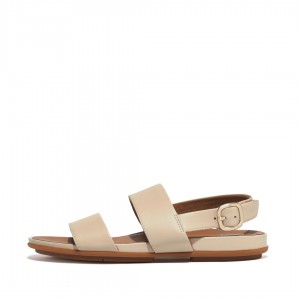 Women's Fitflop Gracie Leather Back-Strap Sandals Beige | ZA-84KQFDTWX