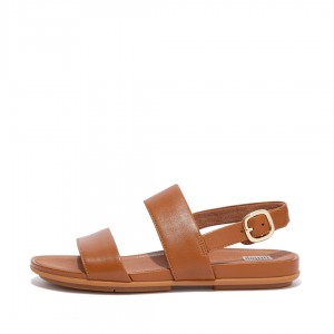 Women's Fitflop Gracie Leather Back-Strap Sandals Brown | ZA-90GITXCAW