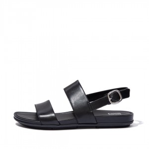 Women's Fitflop Gracie Leather Back-Strap Sandals Black | ZA-28JPLVKCZ