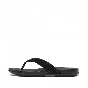 Women's Fitflop Gracie Microfibre Flip Flops Black | ZA-59NJALMDH