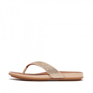 Women's Fitflop Gracie Microfibre Flip Flops Beige | ZA-36RWQCLXD