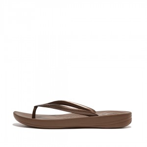 Women's Fitflop Iqushion Ergonomc Flip Flops Brown | ZA-83NETFKHB