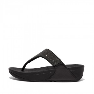 Women's Fitflop Lulu Microfibre Faux Leather (Pu) Thongs Toe-Post Sandals Black | ZA-32GPOUQKE