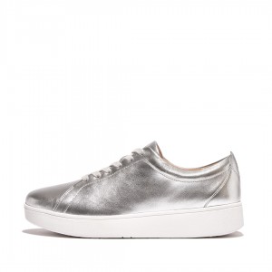 Women's Fitflop Rally Court Sneakers Silver | ZA-10WAYUTBG