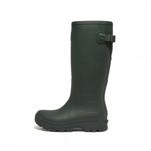 Women's Fitflop Wonderwelly Atb Natural Mix Welly Rubber Boots Deep Green | ZA-13BHMQORD