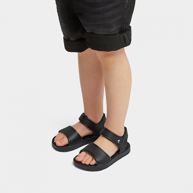 Kids' Fitflop Iqushion Eva Back-Strap Sandals Black | ZA-41VHQPKAT