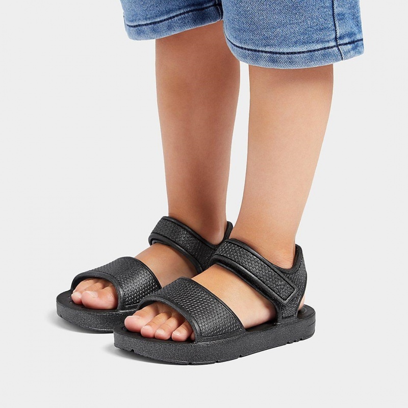 Kids' Fitflop Iqushion Eva Back-Strap Sandals Black | ZA-14BJRQOKP