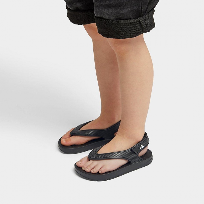 Kids' Fitflop Iqushion Eva Back Straps Flip Flops Black | ZA-27JALCOGY