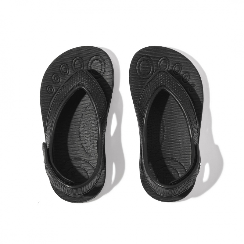 Kids' Fitflop Iqushion Eva Back Straps Flip Flops Black | ZA-27JALCOGY