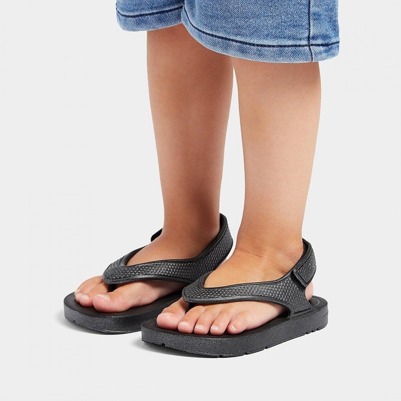 Kids' Fitflop Iqushion Eva Back Straps Flip Flops Black | ZA-14FCKALVU