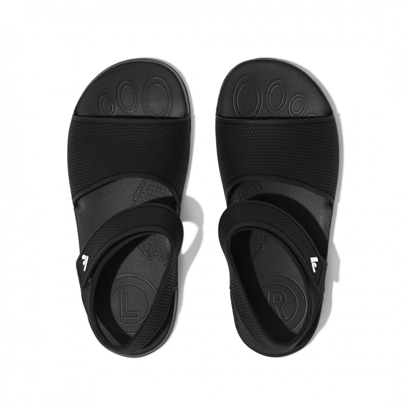 Kids' Fitflop Iqushion Rubber Back-Strap Sandals Black | ZA-74WTMIEHP