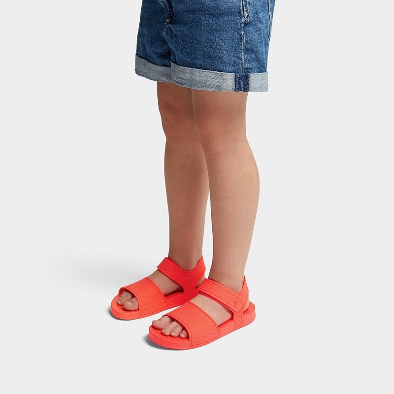 Kids' Fitflop Iqushion Rubber Back-Strap Sandals Red | ZA-73GZSICOT