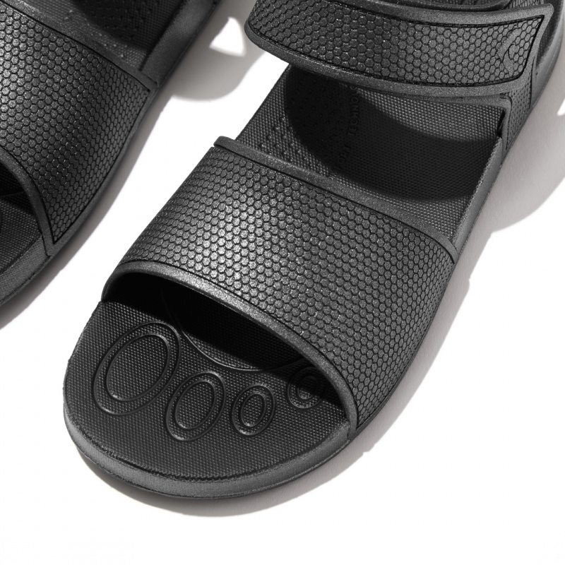 Kids' Fitflop Iqushion Rubber Back-Strap Sandals Black | ZA-57UYXERJT