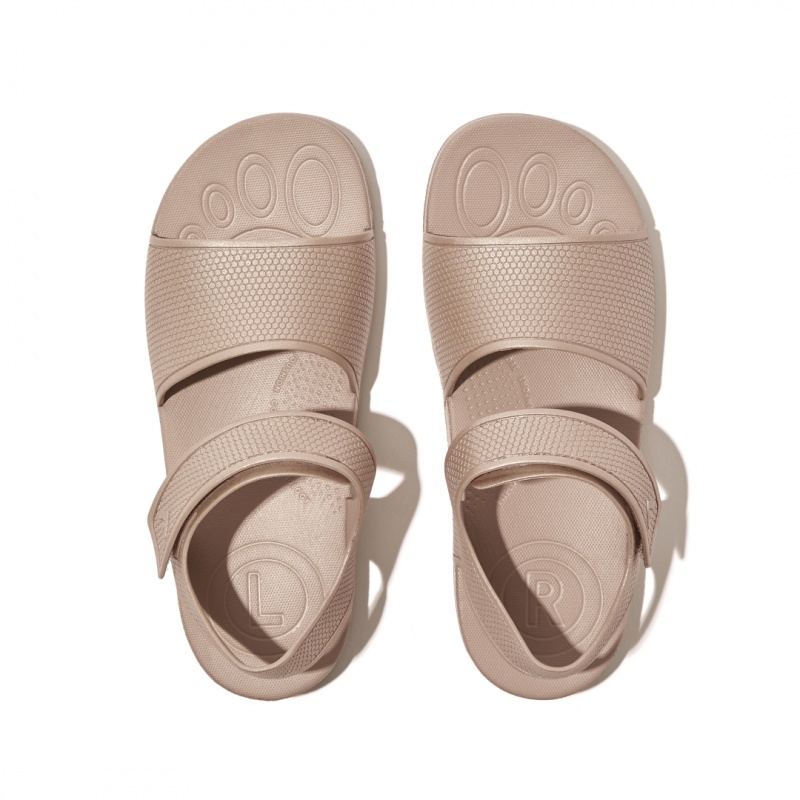 Kids' Fitflop Iqushion Rubber Back-Strap Sandals Gold | ZA-60PQLNOIA