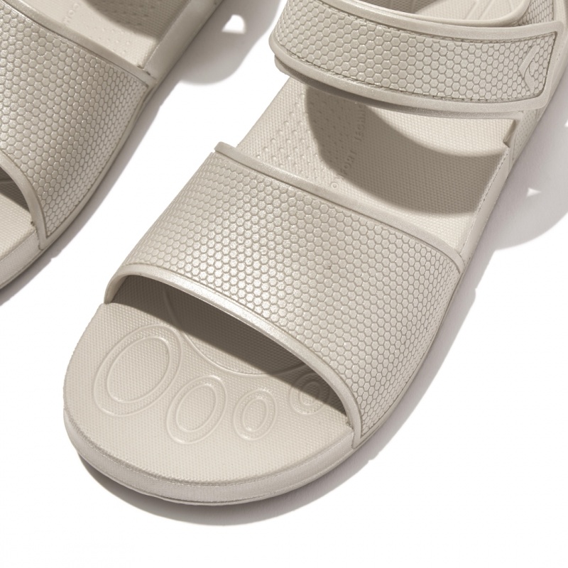 Kids' Fitflop Iqushion Rubber Back-Strap Sandals Silver | ZA-18EMHXDIP