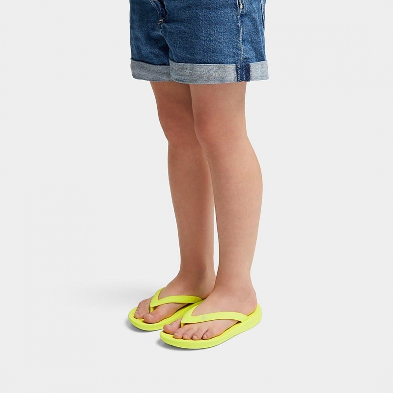 Kids' Fitflop Iqushion Rubber Flip Flops Yellow | ZA-15RSUGKML