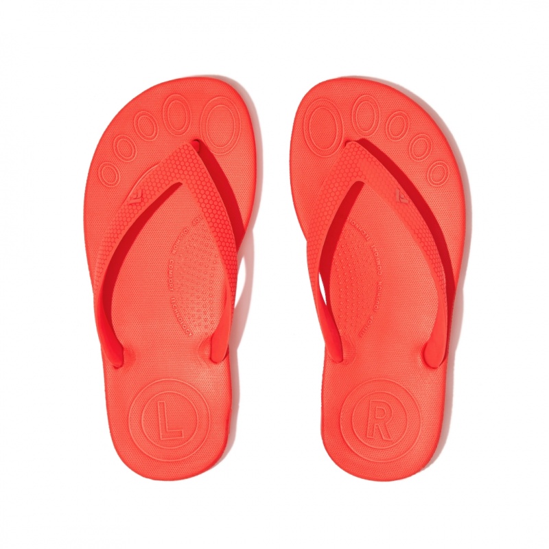 Kids' Fitflop Iqushion Rubber Flip Flops Red | ZA-24LHJSKAO