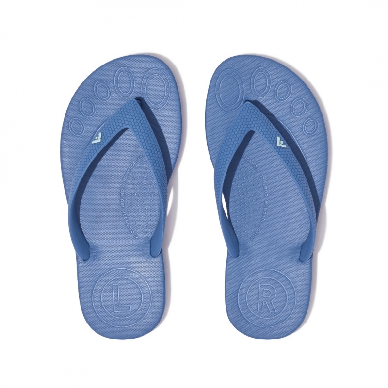 Kids' Fitflop Iqushion Rubber Flip Flops Blue | ZA-25XLAICQB