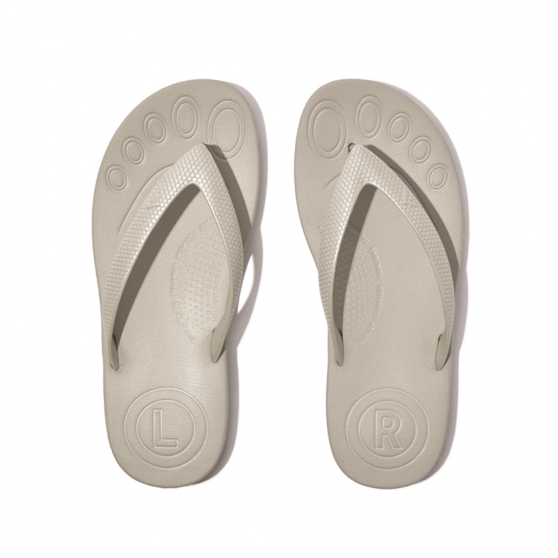 Kids' Fitflop Iqushion Rubber Flip Flops Silver | ZA-87JNMVEZK