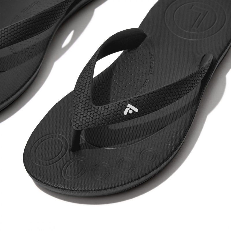 Kids' Fitflop Iqushion Rubber Flip Flops Black | ZA-46CQRWGOY