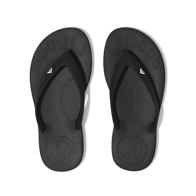 Kids' Fitflop Iqushion Rubber Flip Flops Black | ZA-46CQRWGOY