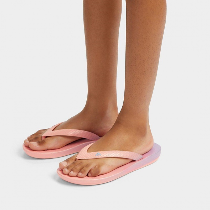 Kids' Fitflop Iqushion Rubber Flip Flops Pink | ZA-14ZVBHXLO