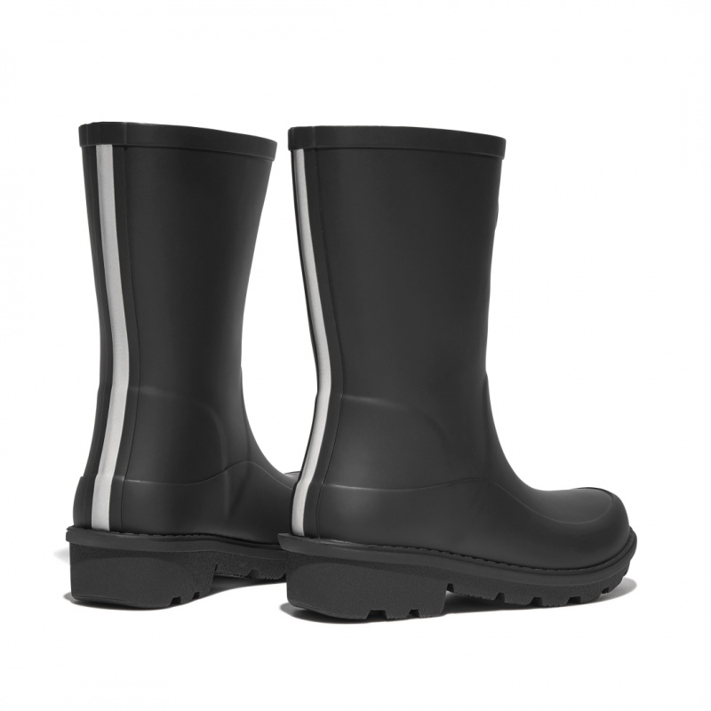 Kids' Fitflop Wonderwelly Natural Mix Welly Rubber Boots Black | ZA-17VFGMKJX